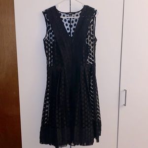 SHEER POLKA DOT A-LINE DRESS W/ SLIP DRESS LINING